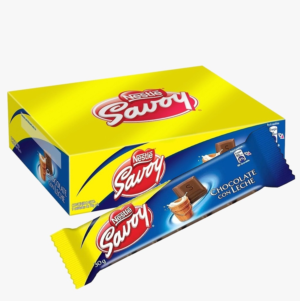 CHOCOLATE SAVOY C/LECHE 30gr X12 CAJA