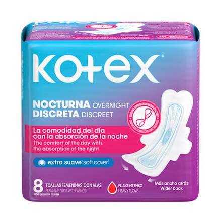 TOALLAS KOTEX FEM NOCTURNA UF DISCRETA X8UND 
