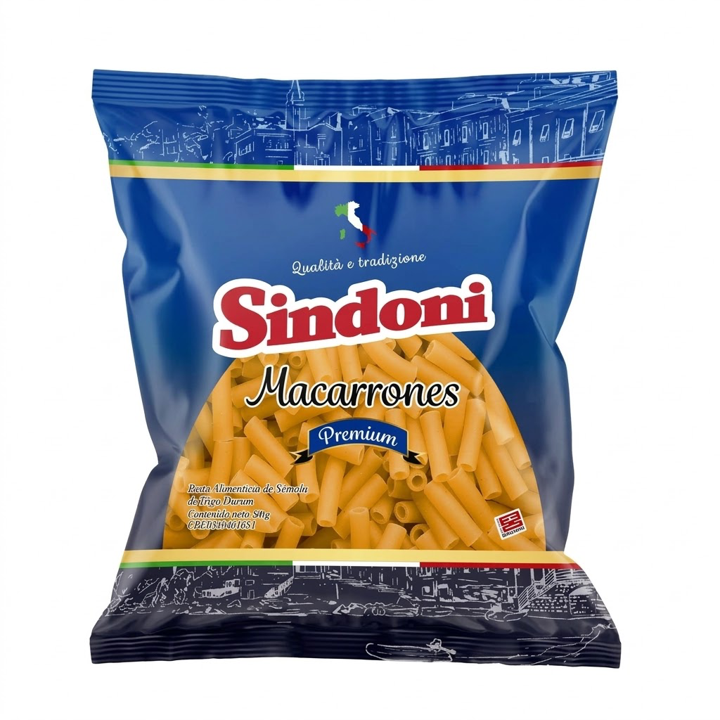 PASTA CORTA SINDONI PREMIUN MACARRONES 500gr UND