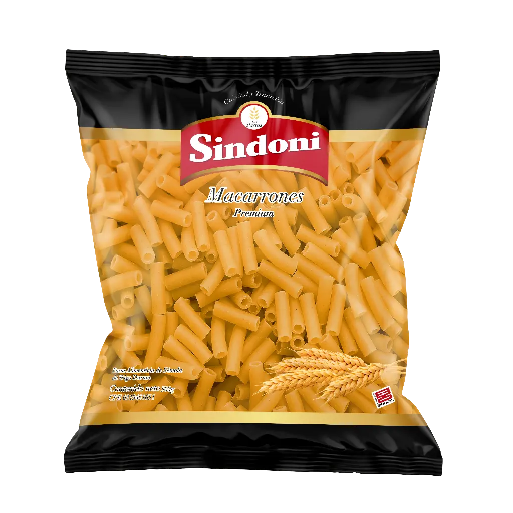 PASTA CORTA SINDONI PREMIUN MACARRONI 500gr UND