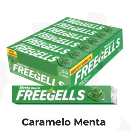 CARAMELO FREEGELLS MENTA DISPLAY X12 