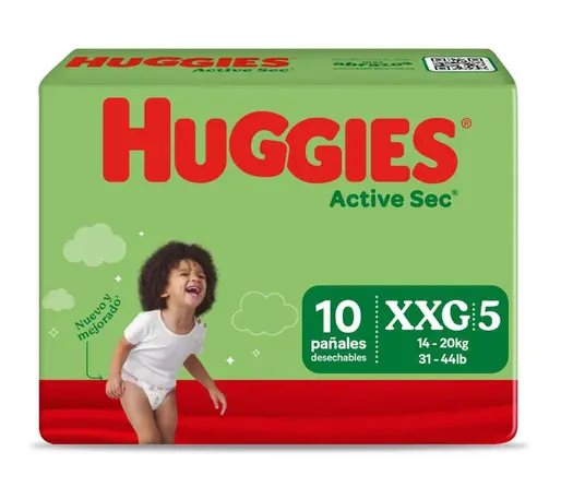 HUGGIES PAÑAL ACTIVE SEC TALLA XXG X10UND 