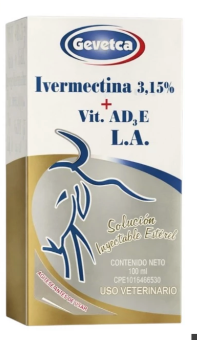 IVERMECTINA 3.15% L.A + VITAD3E 100ML GEVETCA