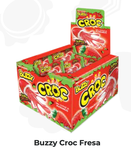 CHICLE BUZZY CROC FRESA DISPLAY X40