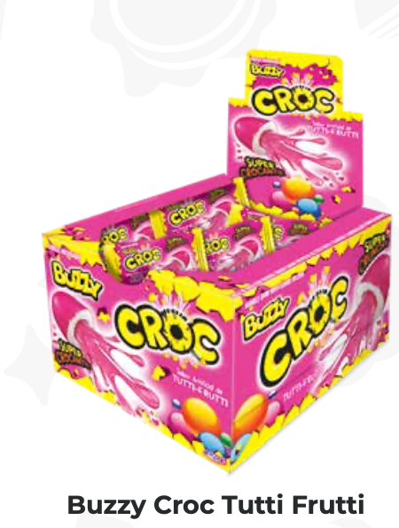 CHICLE BUZZY CROC TUTTI FRUTTI DISPLAY X40