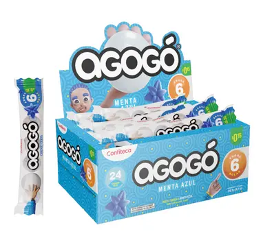 [254] CHICLE DE BOLA AGOGO MENTA AZUL X24UND CAJA