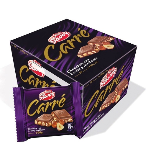 [516] CHOCOLATE CARRE MINI AVELLANA X16 CAJA