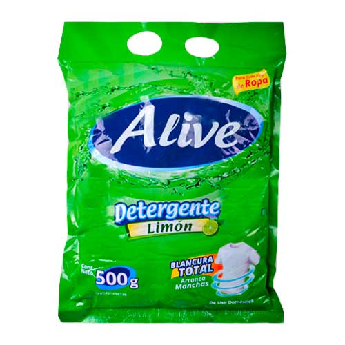 [102] JABON POLVO ALIVE VERDE 500gr UND