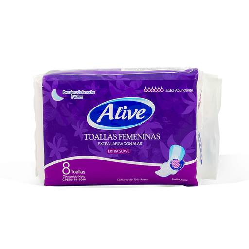 [625] TOALLAS ALIVE EXTRA ABUNDANTE 340mm UND