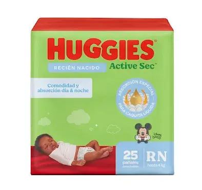 [782] HUGGIES PAÑAL ACTVE SEC TALLA RN X25UND