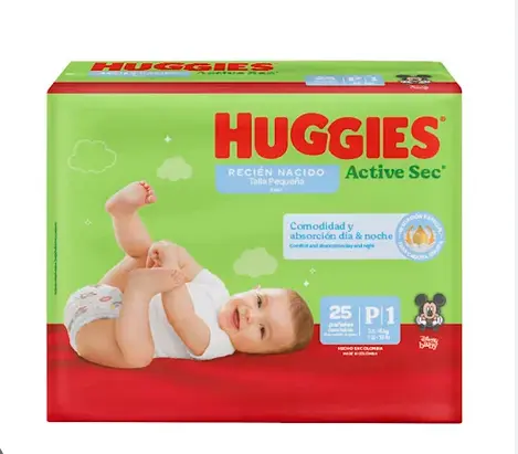 [574] HUGGIES PAÑAL ACTVE SEC TALLA P X25UND 