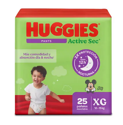 HUGGIES PAÑAL ACTIVE SEC TALLA XG X25UND