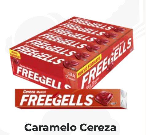 CARAMELO FREEGELLS CEREZA DISPLAY X12