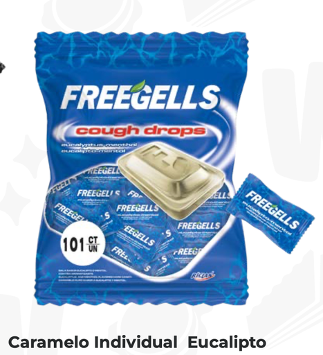 CARAMELO FREEGELLS INDIVIDUAL EUCALIPTO PAQ X101